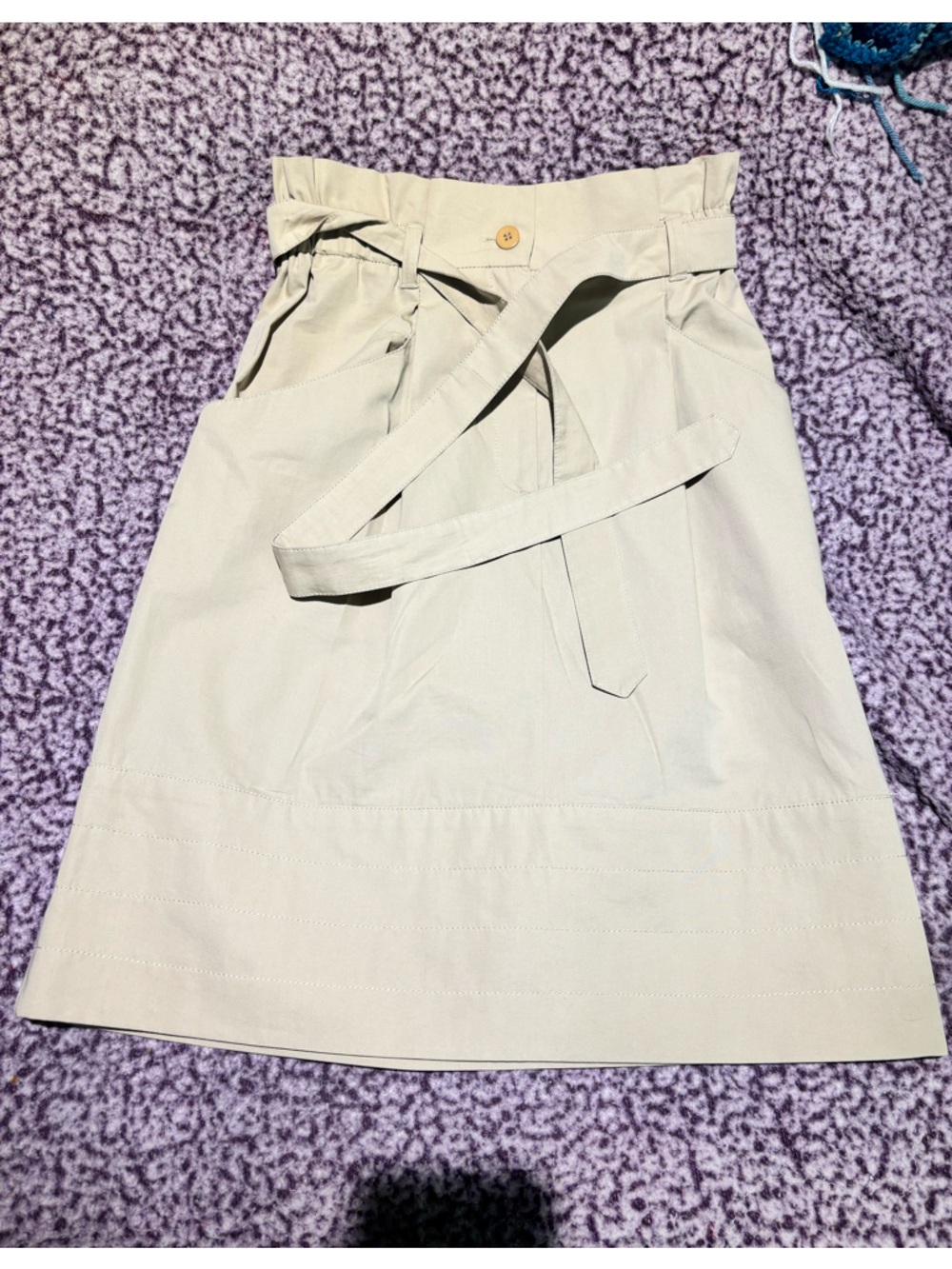 Weekend MaxMara Utility Paperbag Waist Skirt in Beige NWOT Size 8